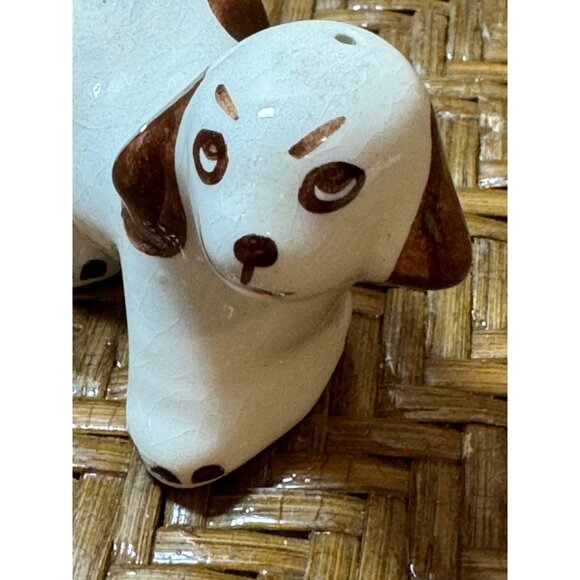 Vintage Ceramic Naughty Dog Figurine Floppy Ear With Brown Spots - Picture 3 of 9